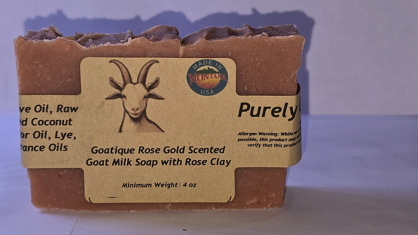Goatique Rose Gold Scented Goat Milk Soap with Rose Clay