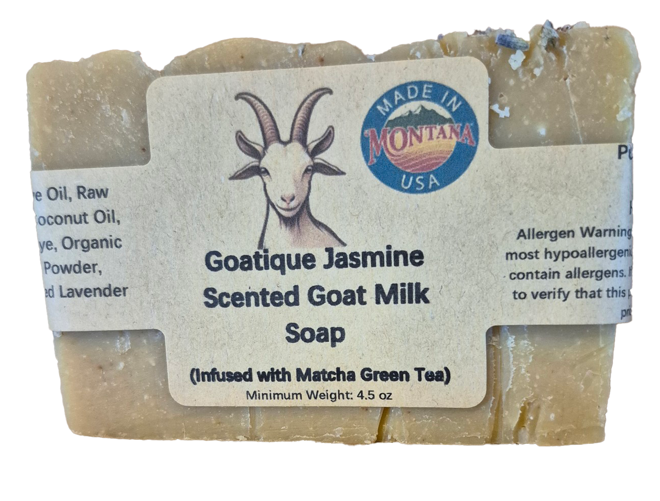 Goatique Jasmine Goat Milk Soap (Infused with Matcha Green Tea)
