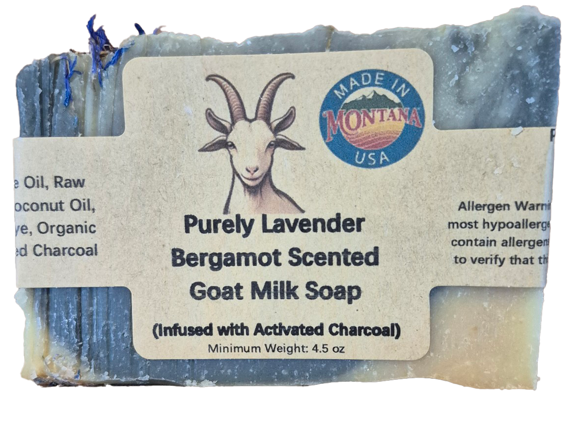 Purely Lavender & Bergamot Goat Milk Soap with Activated Charcoal