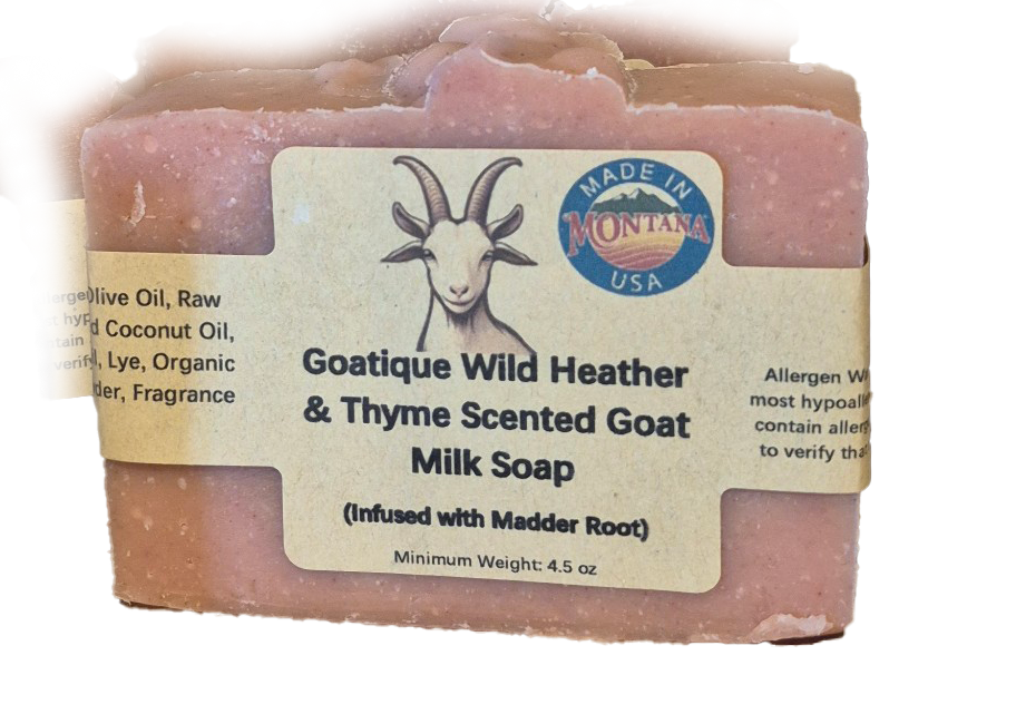 Goatique Wild Heather & Thyme Scented Goat Milk Soap with Madder Root