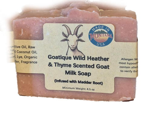 Goatique Wild Heather & Thyme Scented Goat Milk Soap with Madder Root