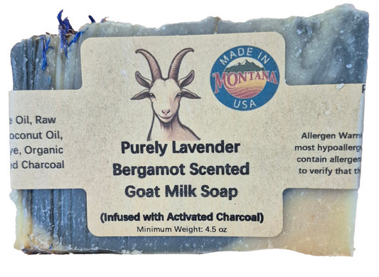 Purely Lavender & Bergamot Goat Milk Soap with Activated Charcoal