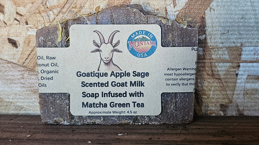 Goatique Apple Sage Scented Goat Milk Soap Infused with Matcha Green Tea